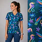 Delantal Elasticado Estampado Mujer Caballitos de Mar Verde Petróleo - Miniatura 1