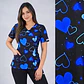 Delantal Elasticado Estampado Mujer Corazones Azules Negro - Miniatura 1