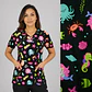 Delantal Elasticado Estampado Mujer Fondo Marino Negro - Miniatura 1