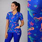 Delantal Elasticado Estampado Mujer Caballitos de Mar Azul Rey - Miniatura 1