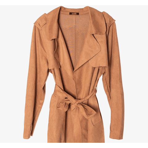 Chaqueta Trench Suede Camel