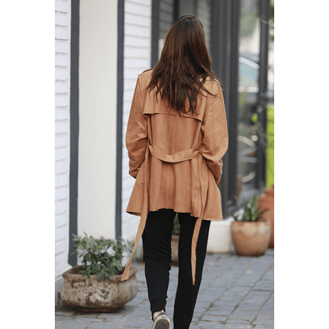 Chaqueta Trench Suede Camel