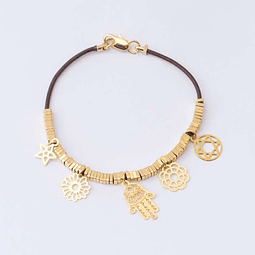 Pulsera cuero 5 Colgantes