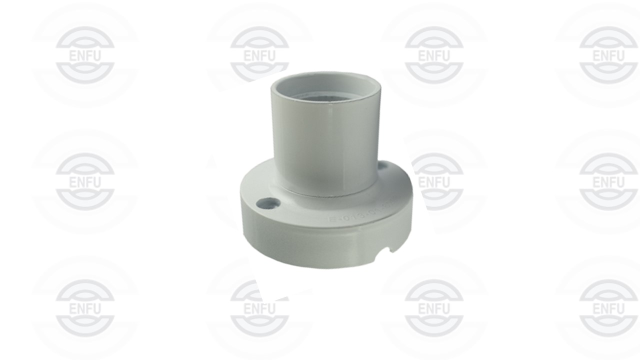 Base Recta con seguro E-27 Blanca Mec