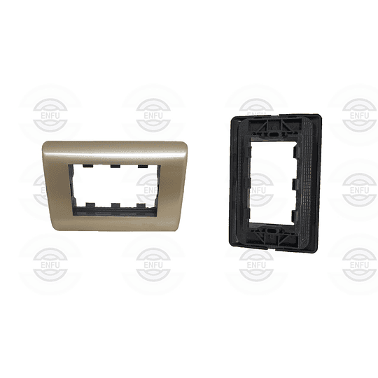 Placa 3 puesto Iridium Bronce c/soporte Habit 21 Schneider