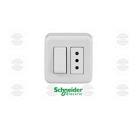 Interruptor 9/12+ Toma corriente  10A sobrepuesto Génesis blanco Schneider