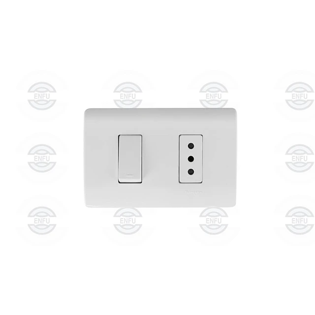 Interruptor 9/12+ Toma corriente  10A embutido Génesis blanco Schneider