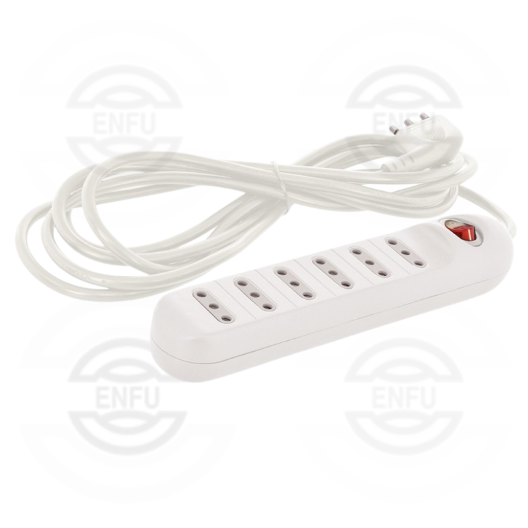 ALARGADOR CON INTERRUPTOR 5 ENCHUFES BLANCO 5MTS - Blanco