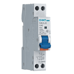 Interruptor  1P+N 40A curva C +diferencial 30mA tipo A RCBO NB2LE 6K CHINT                                                                                                                        