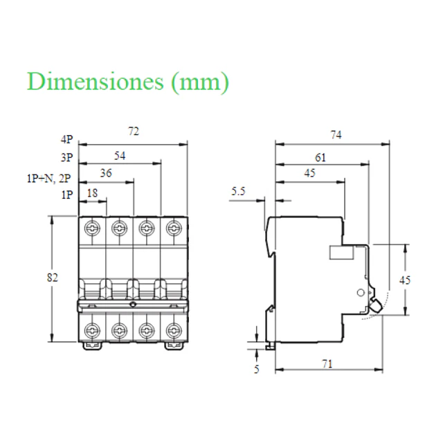 Interruptor termomagnético automático Easy9 bipolar 2p x 10A 6K curva C Schneider Electric  2