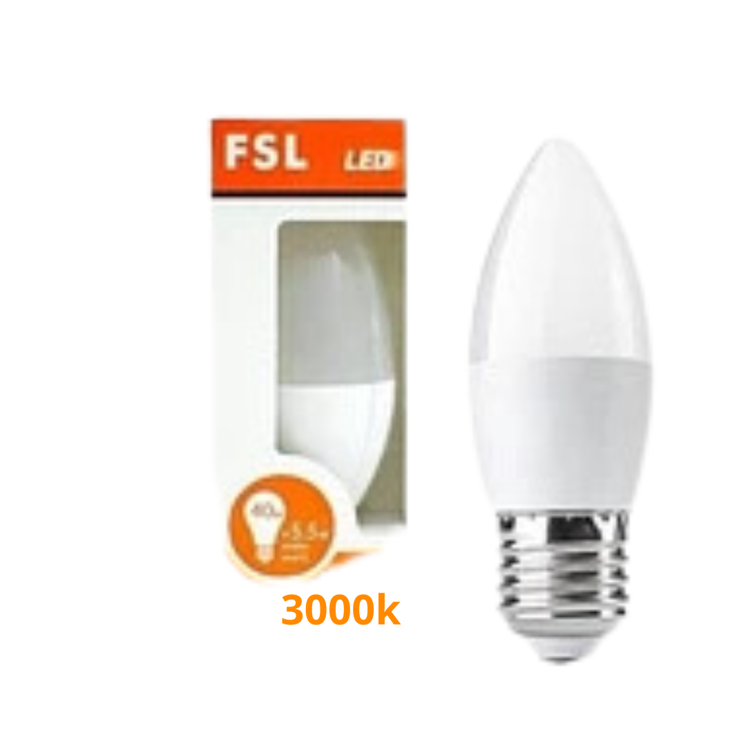Ampolleta Led vela 5.5w E-27 Luz cálida