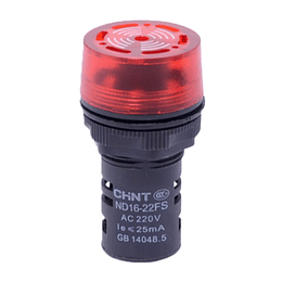 Bocina compacta, luz/sonido intermitente ø22mm, 220VAC, rojo