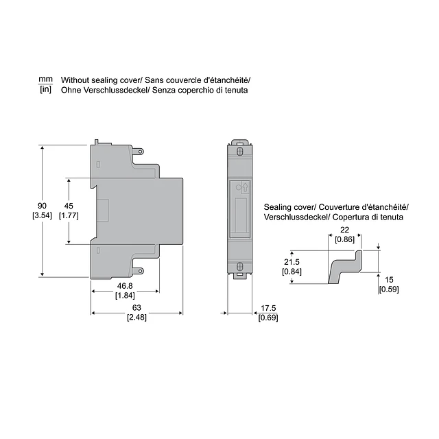 Medidor de energía monofásico modular  45A  Modbus 2