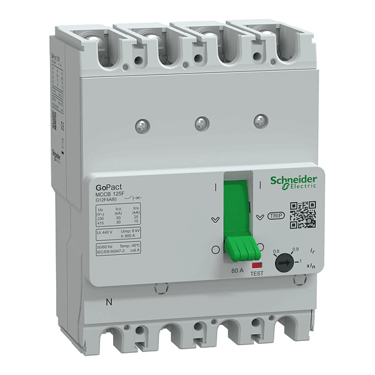 Caja moldeada regulable 4P4D 64 - 80A ruptura 30kA  415V GOPACT GOMCCB SCHNEIDER ELECTRIC
