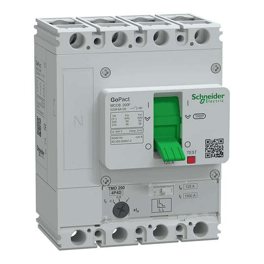 Caja moldeada regulable  4P4D 125A  ruptura 36kA 415V 200F GOPACT GOMCCB SCHNEIDER ELECTRIC