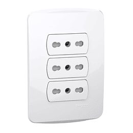 Enchufe triple 10/16A blanco embutido Miluz, 2P+T, 250V Schneider Electric       