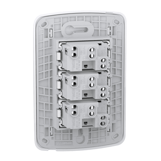 Enchufe triple 10/16A blanco embutido Miluz, 2P+T, 250V Schneider Electric       