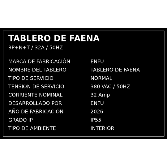 Tablero de Faena Trifásico 32A 380V  (6x220V / 1x380V)