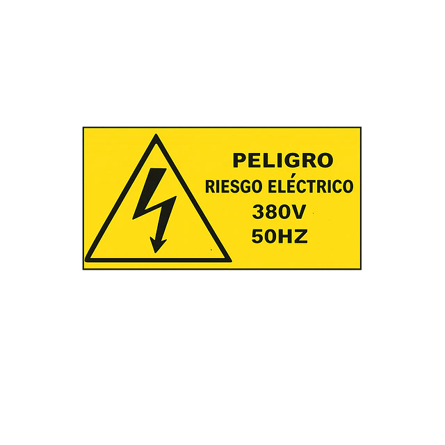 LAMICOIDE PELIGRO RIESGO ELÉCTRICO 380VAC 50HZ  200X100mm 