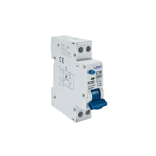 INTERRUPTOR + diferencial RCBO 1X10A CURVA C 6KA 10MA TIPO A LEXO                                                                                                     