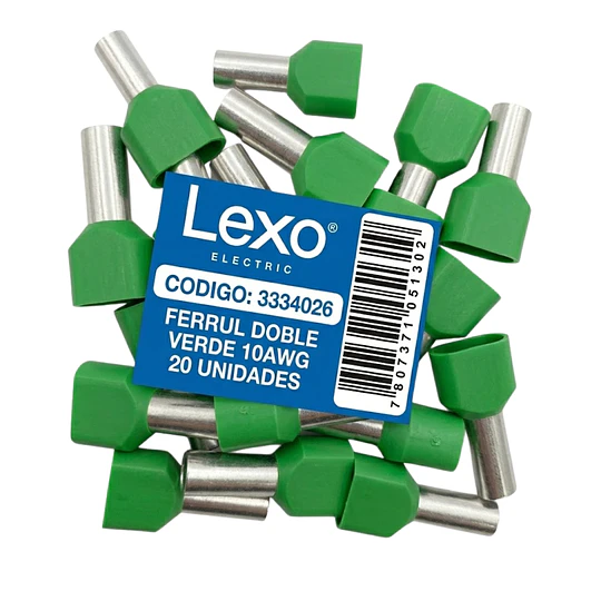 FERRULE DOBLE VERDE 10AWG BOLSA 20 UNIDADES LEXO