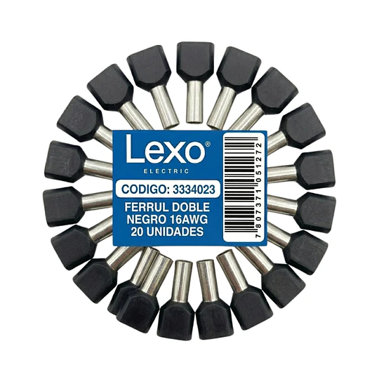 FERRULE DOBLE NEGRO 16AWG BOLSA 20 UNIDADES LEXO