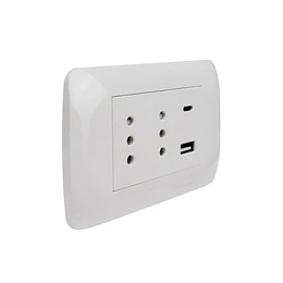 Ench Duplex 10A+ 2 usb (C+A) blanco armado Lexo