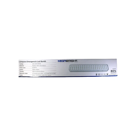 LAMPARA EMERGENCIA BAR 60 LED BLANCA MEGABRIGHT