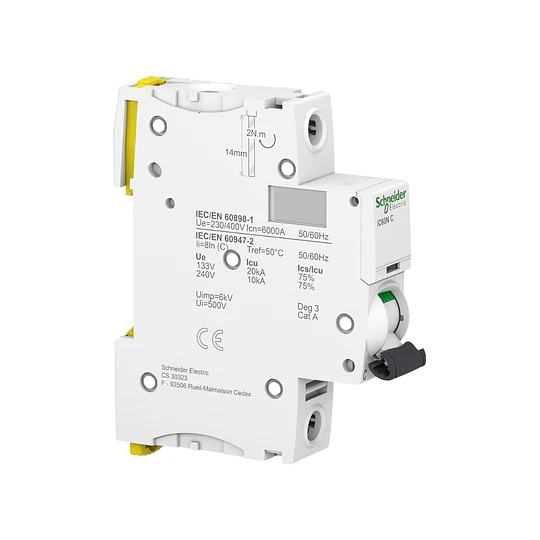 Int automático Acti9 1p 6A 10K curva C iC60N MCB Schneider electric