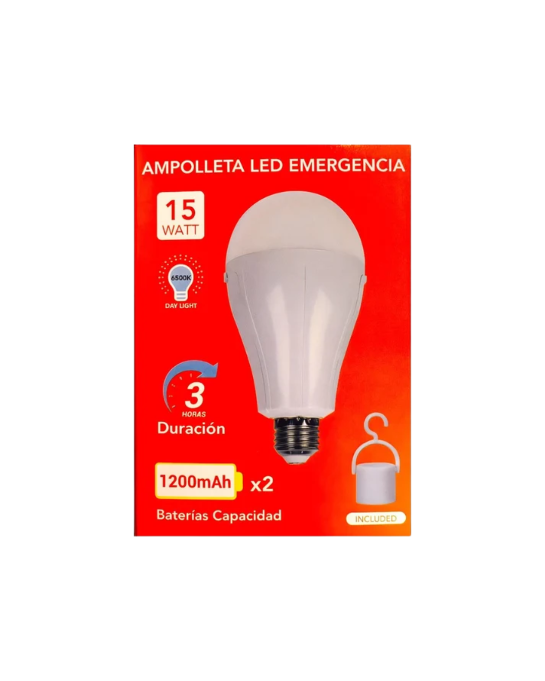 Ampolleta LED con BATERÍA de emergencia E27, 15W, 6.500K FSL (Incluye base colgante)