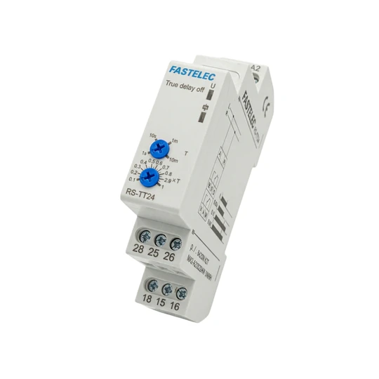 Relé True Off Delay 24-240V AC/DC de 0.1s-1s, 1/10m  2 C/O FASTELEC