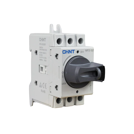 Seccionador a Riel Din NF2 32A 3P manilla gris AC23A 415V CHINT