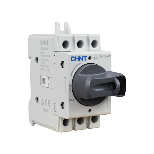 Seccionador a Riel Din NF2 40A 3P manilla gris AC23A 415V CHINT