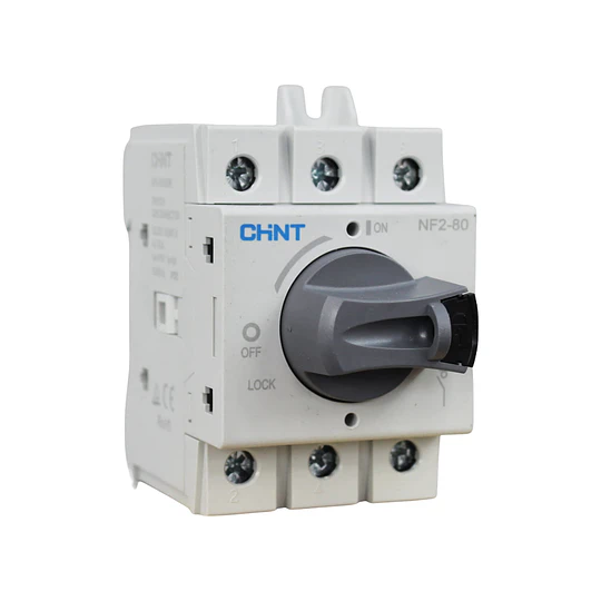Seccionador a Riel Din NF2 80A 3P manilla gris AC23A 415V CHINT