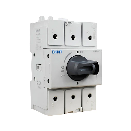 Seccionador a Riel Din NF2 100A 3P manilla gris AC23A 415V CHINT