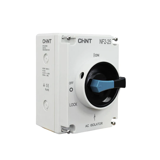 Seccionador NF2 en caja IP66 25A 3P AC23A 415V bloqueo candado CHINT