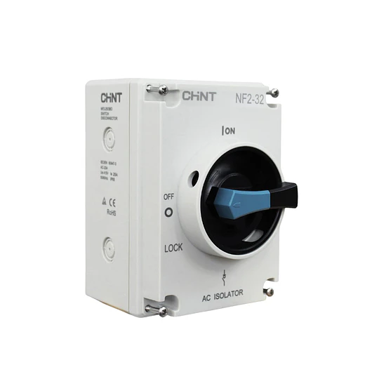 Seccionador NF2 en caja IP66 32A 3P AC23A 415V bloqueo candado CHINT