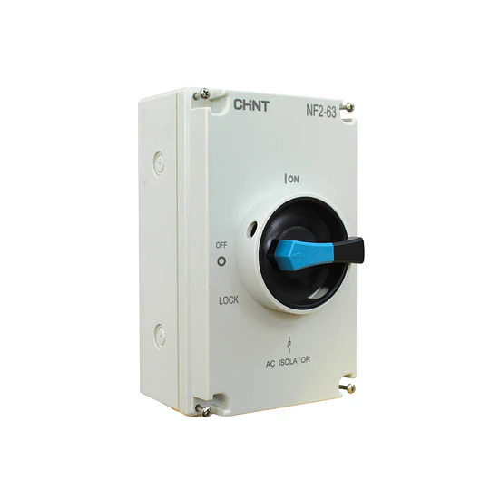 Seccionador NF2 en caja IP66 63A 3P AC23A 415V bloqueo candado CHINT