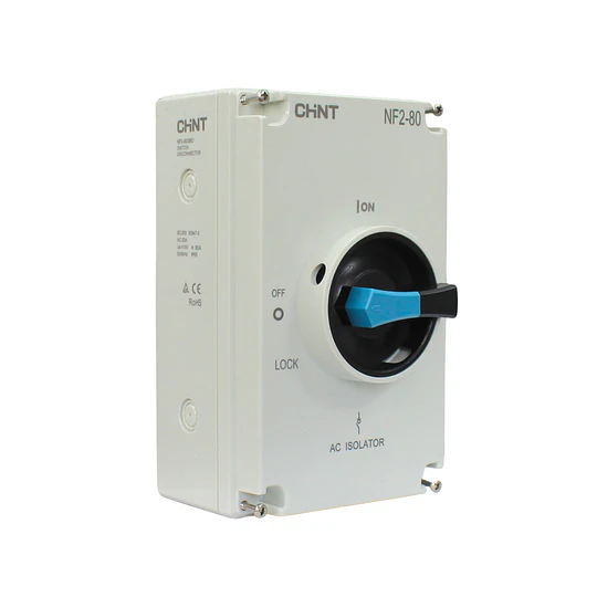 Seccionador NF2 en caja IP66 80A 3P AC23A 415V bloqueo candado CHINT