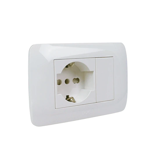 Toma Corriente Schuko 10/16 Embutido Blanco Lexo Nativa