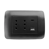 Ench Duplex 10A+ 2 usb (C+A) negro armado Lexo