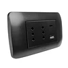 Ench Duplex 10A+ 2 usb (C+A) negro armado Lexo
