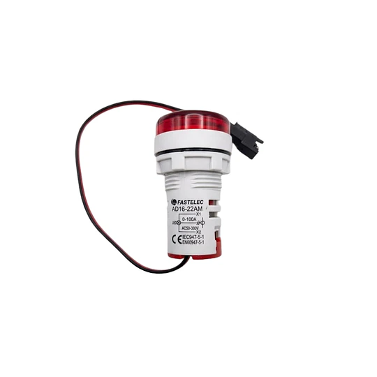 AMPERÍMETRO LED 22MM 100A VOLT MAX 380VAC ROJO FASTELEC