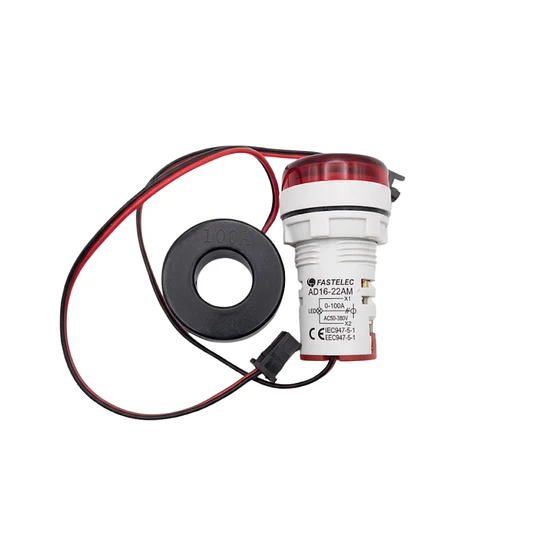 AMPERÍMETRO LED 22MM 100A VOLT MAX 380VAC ROJO FASTELEC