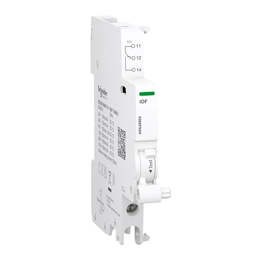 Contacto auxiliar, Acti9 A9A, iOF, 1 C/O, 100 mA a 6A, 24 VCA a 415 VCA, 24-130 VCC, conexión inferior Schneider Electric  