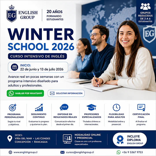 Curso Intensivo de Inglés Winter School 2026 | English Group Chile