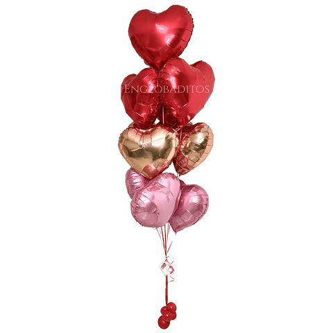 Racimo 10 Globos Corazón 