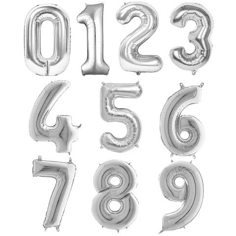 Globo Número Plateado 80cm