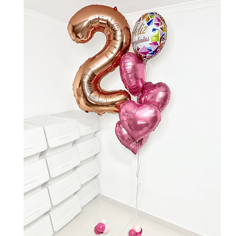 Globo Número con Helio + Racimo 5 Globos 