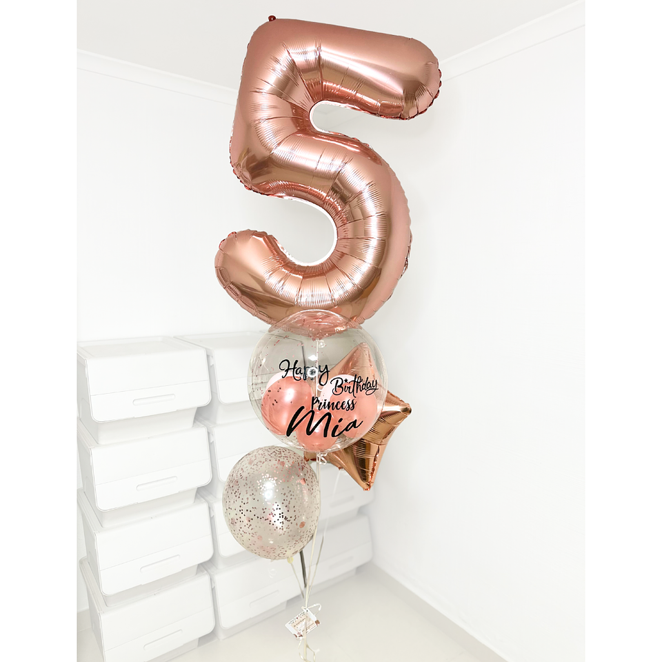 Racimo de Globo Número y Burbuja Personalizada 1